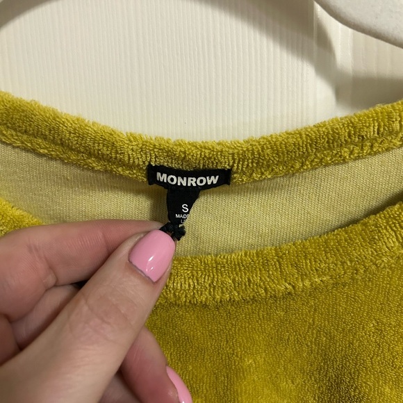 Monrow Terry Cloth Organic Cotton Crop Sleeveless Top Avocado Size Small - Picture 3 of 5
